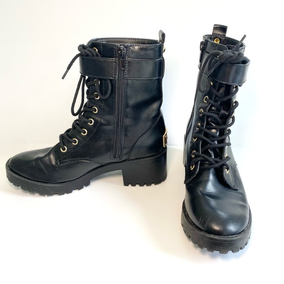 Juicy Couture Combat Boots Oodles Black Faux Leather Lace Up Grunge Y2K - Picture 6 of 9